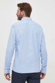 Бавовняна сорочка BOSS чоловіча slim комір button-down колір блакитний