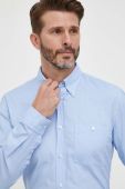 Бавовняна сорочка BOSS чоловіча slim комір button-down колір блакитний