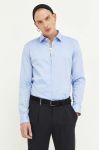 Бавовняна сорочка HUGO чоловіча slim класичний комір колір блакитний (3319652)