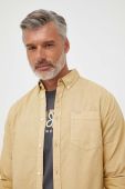 Бавовняна сорочка Pepe Jeans Fabio чоловіча колір бежевий regular комір button-down