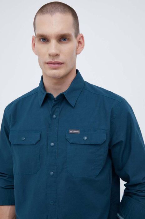 Сорочка Columbia чоловіча колір зелений regular класичний комір (3485714)