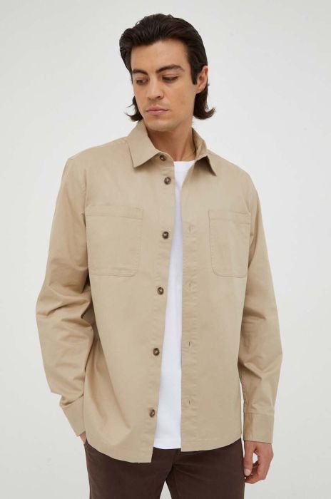 Сорочка Les Deux чоловіча колір бежевий regular класичний комір