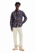 Бавовняна сорочка Desigual чоловіча колір синій regular класичний комір