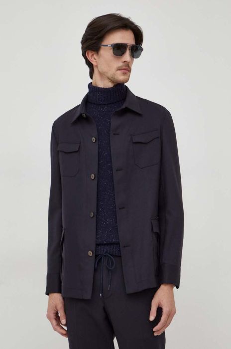 Вовняна сорочка Michael Kors колір синій regular класичний комір