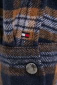 Куртка з домішкою вовни Tommy Hilfiger колір синій перехідна oversize