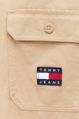 Бавовняна сорочка Tommy Jeans чоловіча колір бежевий relaxed класичний комір