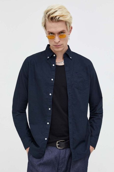 Бавовняна сорочка Superdry чоловіча колір синій regular комір button-down (3489474)