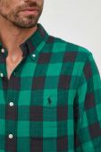 Бавовняна сорочка Polo Ralph Lauren чоловіча колір зелений regular комір button-down (3523514)