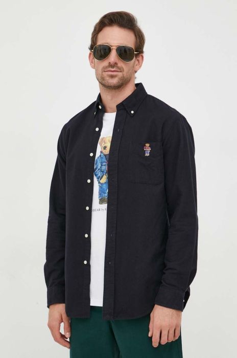 Бавовняна сорочка Polo Ralph Lauren чоловіча колір чорний regular комір button-down (3590986)