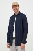 Бавовняна сорочка Barbour Oxtown чоловіча колір синій slim комір button-down