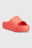 Шльопанці Tommy Jeans TJW CHUNKY FLATFORM жіночі колір помаранчевий на платформі EN0EN02438