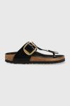 Шкіряні в'єтнамки Birkenstock Gizeh жіночі колір чорний на плоскому ходу 1021469