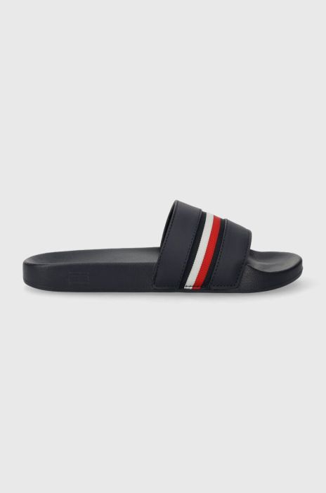 Шльопанці Tommy Hilfiger GLOBAL STRIPES SLIDE жіночі колір синій FW0FW07555