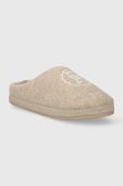 Тапочки Tommy Hilfiger TH EMBLEM FELT SLIPPER колір бежевий FW0FW07433