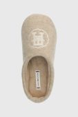 Тапочки Tommy Hilfiger TH EMBLEM FELT SLIPPER колір бежевий FW0FW07433