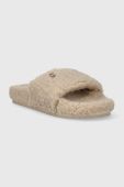 Тапочки Tommy Hilfiger TH SHERPA FUR SLIDE колір бежевий FW0FW07561