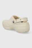 Шльопанці Crocs Classic Platform Lined Clog жіночі колір бежевий на платформі 207938