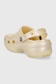 Шльопанці Crocs CLASSIC PLATFORM SHIMMER CLOG жіночі колір бежевий на платформі 208590