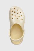 Шльопанці Crocs CLASSIC PLATFORM SHIMMER CLOG жіночі колір бежевий на платформі 208590