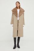 Пальто з домішкою вовни Bruuns Bazaar колір бежевий перехідний oversize