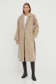 Пальто з домішкою вовни Bruuns Bazaar колір бежевий перехідний oversize