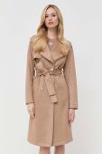 Пальто Guess жіночий колір коричневий перехідний двобортний