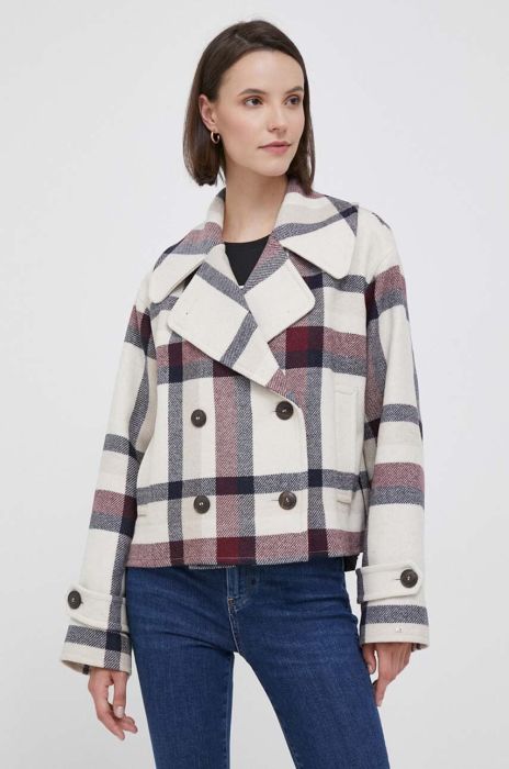 Вовняна куртка Tommy Hilfiger колір бежевий перехідна