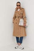 Тренч BOSS жіночий колір бежевий перехідний двобортний
