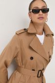 Тренч BOSS жіночий колір бежевий перехідний двобортний