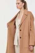 Вовняне пальто BOSS колір бежевий перехідний oversize