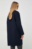 Вовняне пальто BOSS перехідний oversize колір темно-синій