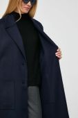 Вовняне пальто BOSS перехідний oversize колір темно-синій