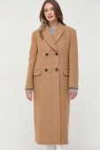 Вовняне пальто Pinko колір коричневий перехідний двобортний (3441931)