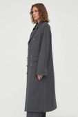 Пальто Remain жіночий колір сірий перехідний двобортний