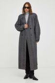 Вовняне пальто Gestuz колір чорний перехідний двобортний (3533321)