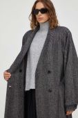 Вовняне пальто Gestuz колір чорний перехідний двобортний (3533321)
