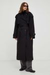 Пальто Gestuz жіночий колір чорний перехідний двобортний