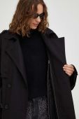 Пальто Gestuz жіночий колір чорний перехідний двобортний