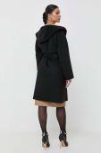 Вовняне пальто Liu Jo колір чорний перехідний без застібки