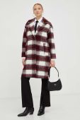 Вовняне пальто Liu Jo колір бордовий перехідний