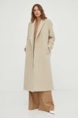 Вовняне пальто Samsoe Samsoe колір бежевий перехідний