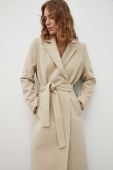Вовняне пальто Samsoe Samsoe колір бежевий перехідний
