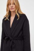 Вовняне пальто Twinset колір чорний перехідний (3466301)