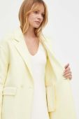 Вовняне пальто Twinset колір жовтий перехідне двобортне