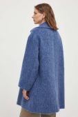 Вовняне пальто Weekend Max Mara перехідний двобортний колір блакитний (3429350)