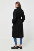 Вовняне пальто Weekend Max Mara колір чорний перехідний двобортний