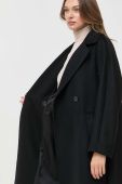 Вовняне пальто Weekend Max Mara колір чорний перехідний двобортний