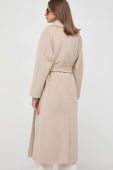 Вовняне пальто Weekend Max Mara колір бежевий перехідний без застібки