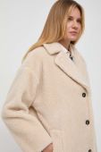 Вовняне пальто Weekend Max Mara колір бежевий перехідний