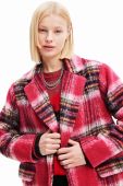 Пальто Desigual 23WWEWAD WOMAN WOVEN OVERCOAT жіноче колір рожевий перехідне двобортне